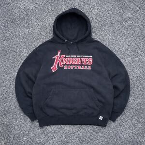 Russell Athletic Black Hoodie Size XL Boxy Cropped Oversized Knight Red jnco